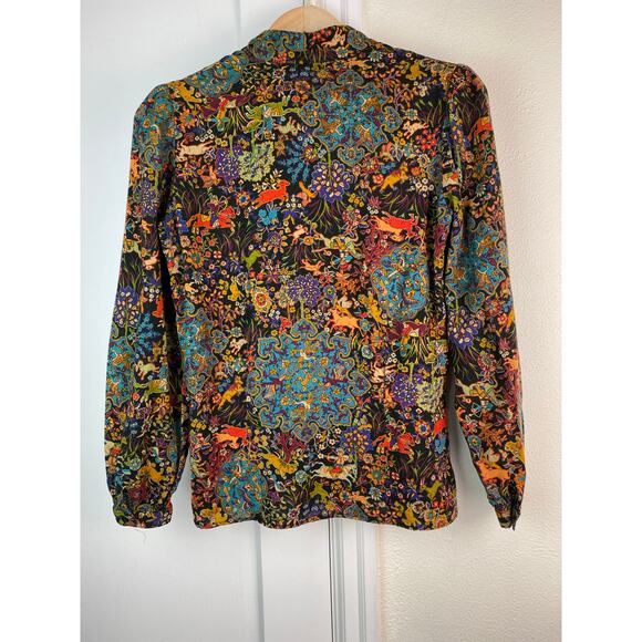 Vintage Howard Wolf Women's S Colorful Button Up Mock Neck Top - Picture 6 of 7